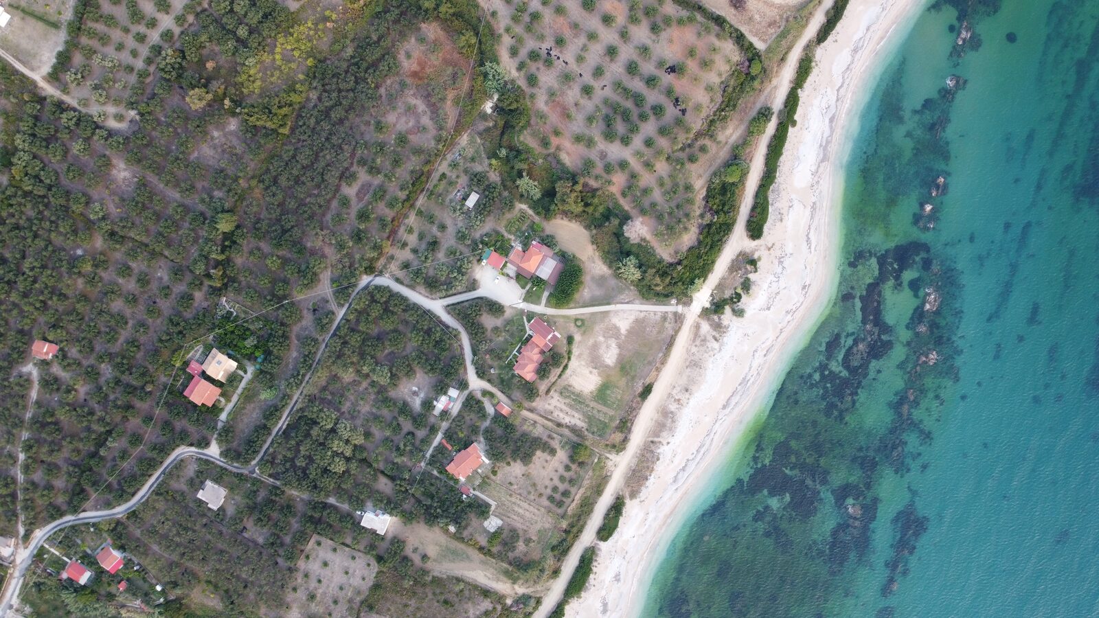 Aerial view of the coast at Kalamaki Beach
