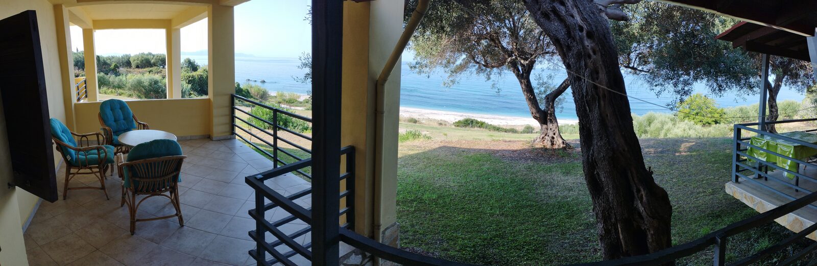 Sea-view balcony at a Kalamaki Beach apartment