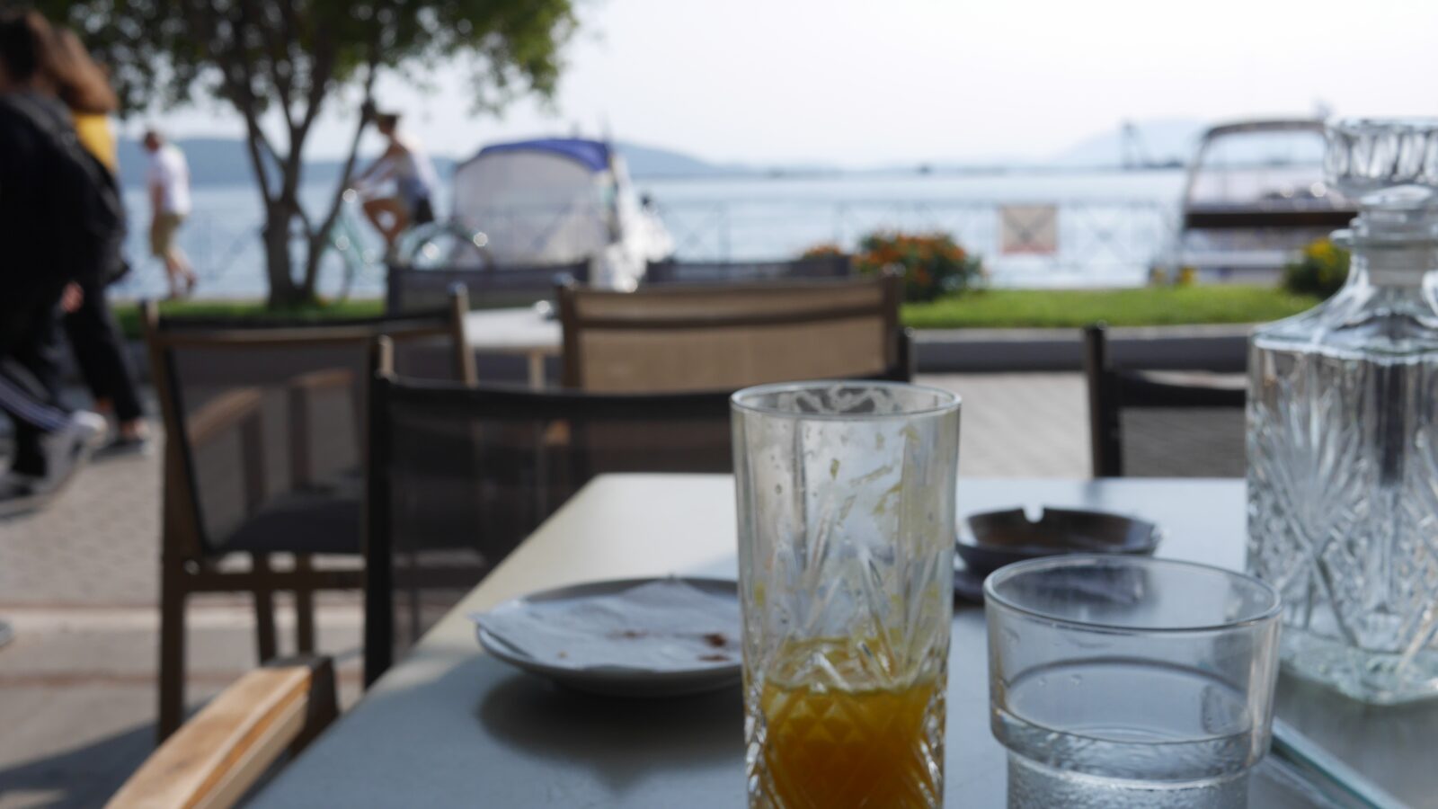 Greek food on the terrace at Kalamaki Beach